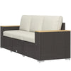Three-Seat PE Wicker Outdoor Sofa with Deep Seat, Beige