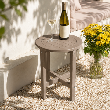16-Inch HDPE Round Outdoor Side Table for Patio, Porch or Poolside