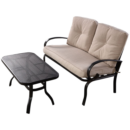 Cushioned Loveseat & Coffee Table Set, Beige