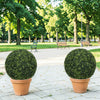 18.5" Artificial Topiary Boxwood Balls, Dark Green Faux Plant Decor