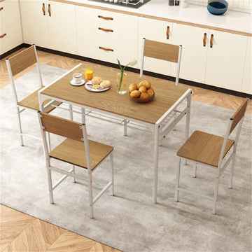 Rubber Wood Dining Chairs, Oak Finish — Set of 4