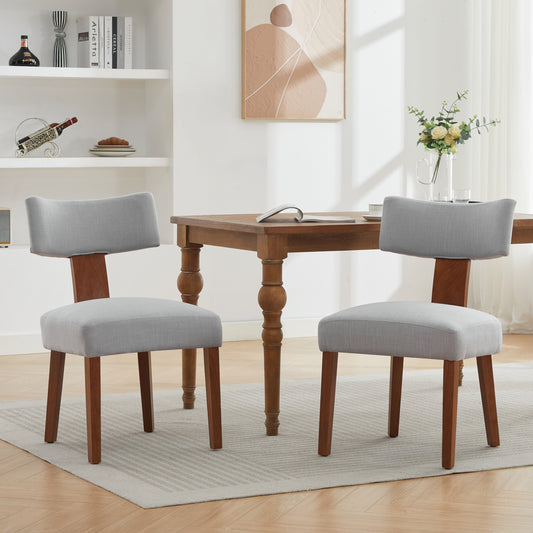 Linen Armless Dining Chairs, Gray - Set of 2