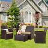 Rattan 4-Piece Bistro Conversation Set with Cushions