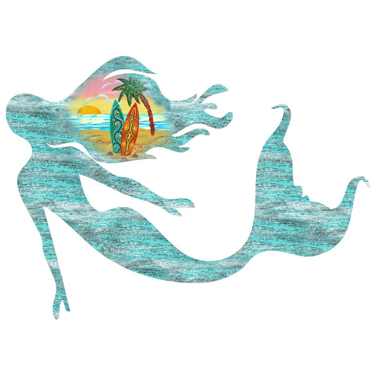 Mermaid Coastal Door Hanger - Handcrafted Wood Wall Decor