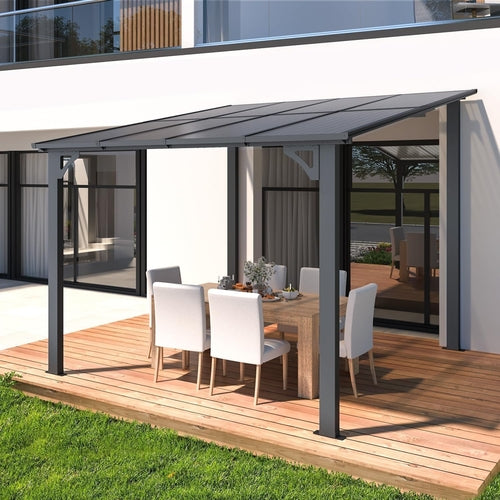 8x8 Waterproof Wall-Mounted Lean-To Gazebo for Patios