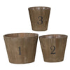 Set of 3 Graduated Fir Wood Planters, Rustic Brown