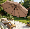 Brown 10Ft Scalloped Patio Umbrella With Push Button Tilt