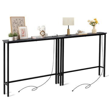 39" Narrow Console Table with Power Outlets & USB (Set of 2)