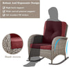 5 Piece Patio Rocking Chairs Set With Wicker Ottomans