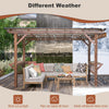 ！@13' X 6.5' Modern Wooden Pergola Grill Gazebo Metal Roof LED Bulbs Bar Counters Outdoor BBQ Pavilion Patio Outdoor Furniture