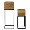 Set of 2 Reclaimed Wood Planters with Iron Stands