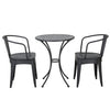 LOURDES 3-Piece Iron Bistro Set – Black Patio Table & 2 Chairs