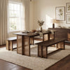 Walnut Rubberwood Dining Set – Table + 2 Benches
