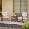 3-Piece Rocking Wicker Patio Conversation Set with 2-Tier Table