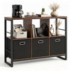 Rustic Storage Console with Shelves & Fabric Drawers