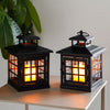 8'' Decorative Metal Candle Lantern with Tempered Glass