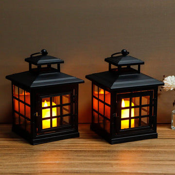 8'' Decorative Metal Candle Lantern with Tempered Glass