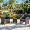 Wicker Outdoor Patio Set 3 Piece Bistro Brown Navy-1