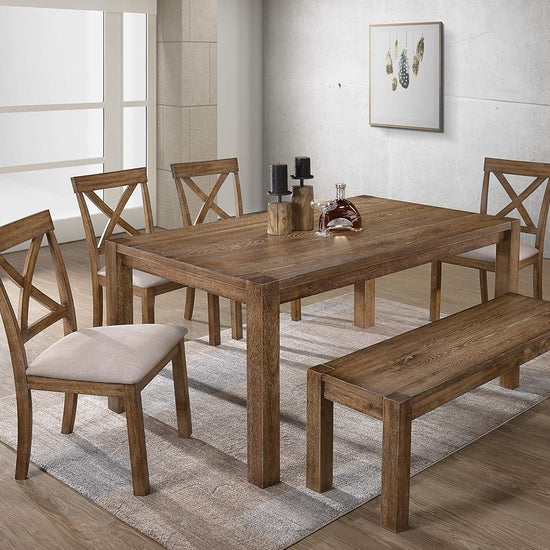 Antique Natural Oak Transitional Rectangular Dining Table-1