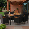 7-Piece Outdoor Patio Dining Set with Black Rattan Chairs
