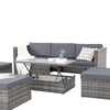 5-Piece PE Wicker Patio Set with Wood-Top Coffee Table