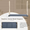 Acacia Wood Porch Swing Chair, Gray, with Cushioned Seat for Patio