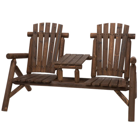 Adirondack Double Chair Bench with Center Table
