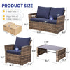 Wicker 4-Piece Outdoor Sectional Sofa Set with Glass Table