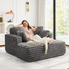 56" Grey Faux Fur Deluxe Chaise Lounge, Cushioned