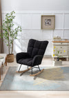 Teddy Fabric Wingback Glider Rocker with Side Pocket, Dark Navy