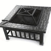 Square Metal Wood-Burning Fire Pit Table
