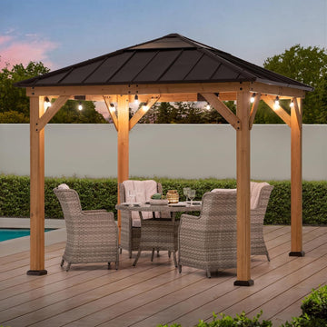 9x9 Cedar Framed Hardtop Gazebo with Polycarbonate Roof