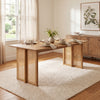 Rubberwood Dining Table with Rattan Accents, Seats 6