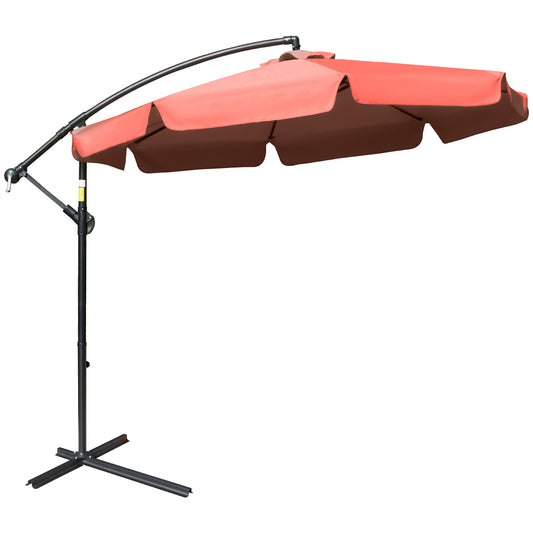 Cantilever Banana Parasol — 2.7m with Cross Base, Wine Red