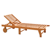 Folding Acacia Chaise Lounge with Wheels