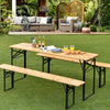 Folding Wooden Picnic Table & Bench Set (3-Piece)
