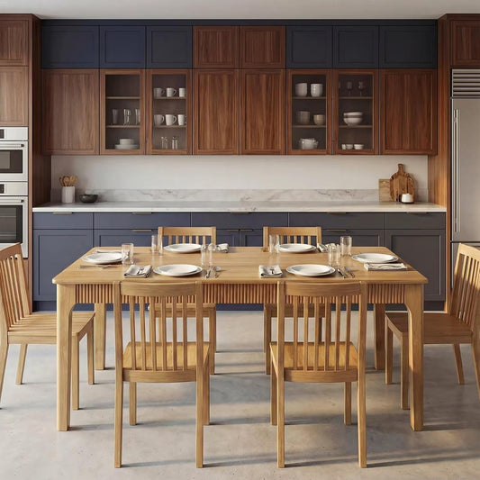 Solid Oak Rectangular Dining Table Contemporary Farmhouse