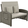 Wicker Double Chaise Lounge — two-person reclining wicker loungers with cushions and middle table