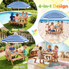 Navy Kids Picnic Table with Adjustable Umbrella & Sand-Water Play