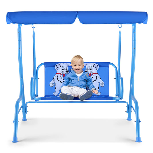 Kids' Canopy Swing Bench, 2-Seat Outdoor Glider