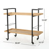 Industrial Rolling Bar Cart with Wood Shelves