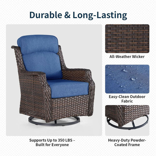 Comfortable Wicker Swivel Rocker Chairs With Side Table-3