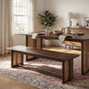 Walnut Rubberwood Dining Bench with Rattan Weave