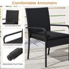 3-Piece PE Wicker Bistro Set with 2-Tier Glass Side Table, Black