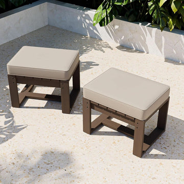 Natural Cedar Outdoor Patio Ottomans with Removable Cushions