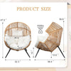 Beige Wicker Egg Chair with Cushion, Outdoor Lounge