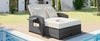 Wicker Double Chaise Lounge — two-person reclining wicker loungers with cushions and middle table