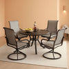 Outdoor Patio Dining Set With Swivel Chairs Gray Textilene