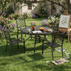 5-Piece Round Patio Dining Set with 47-Inch Wood-Grain Slat Table and