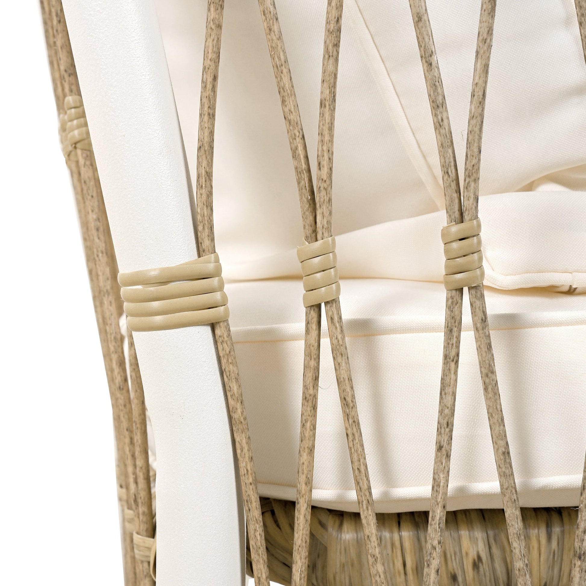 Acacia Outdoor Dining Set — 5-piece with 67-inch acacia wood table and four cushioned rattan chairs